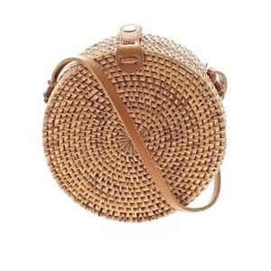 Round Rattan Crossbody Purse